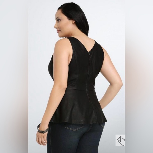 Torrid Tank Top Womens 3X Black Faux Leather Back Zip Chest Lined Soft Edgy Chic - Picture 8 of 9